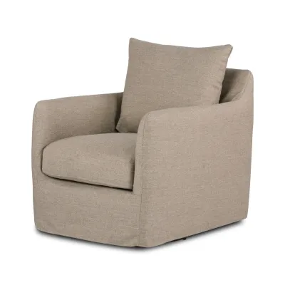 Banks Slipcover Swivel Chair Alcala Taupe