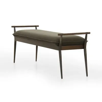 Charlotte Bench Modern Velvet Loden