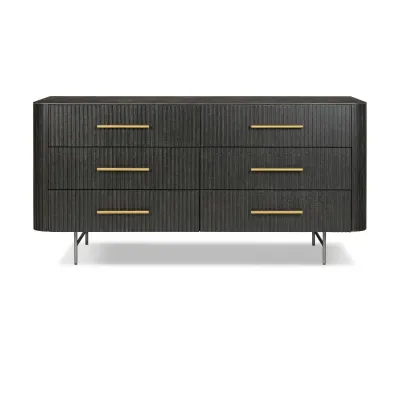 Fletcher 6-Drawer Dresser Distressed Black