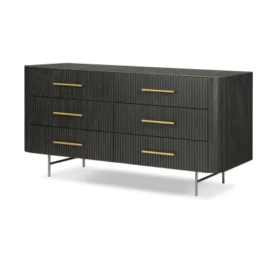 Fletcher 6-Drawer Dresser Distressed Black