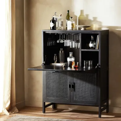 Caprice Bar Cabinet Black Wash Mango