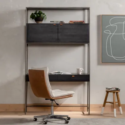 Trey Modular Wall Desk Black Wash Poplar