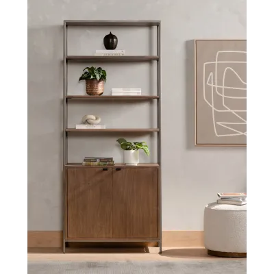 Trey Modular Wide Bookcase Auburn Poplar