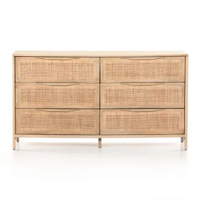 Sydney 6 Drawer Dresser Natural Cane Natural Mango