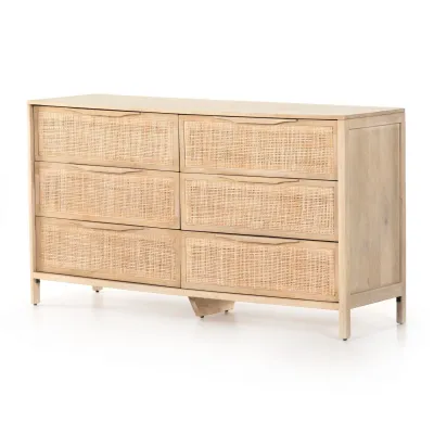 Sydney 6 Drawer Dresser Natural Cane Natural Mango