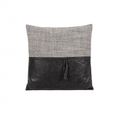 Leather & Linen Pillow Black 20"x20"