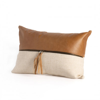 Leather & Linen Pillow Butterscotch 16x24