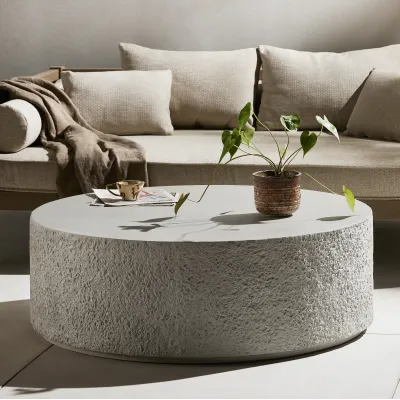 Otero Outdoor Round Coffee Table Blanc White