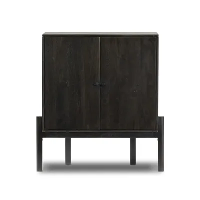 Reza Bar Cabinet Worn Black Parawood