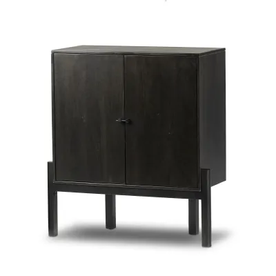 Reza Bar Cabinet Worn Black Parawood