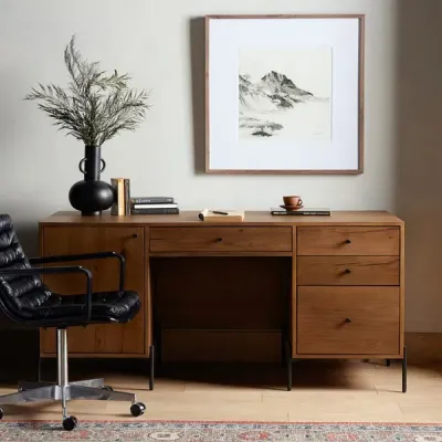 Eaton Executive Desk Amber Oak Resin