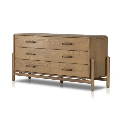 Caroline 6 Drawer Dresser Smoked Oak