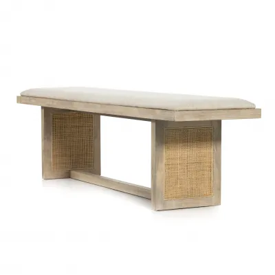 Clarita Dining Bench White Wash Mango