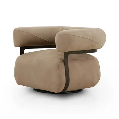 Gareth Swivel Chair Nubuck Silver