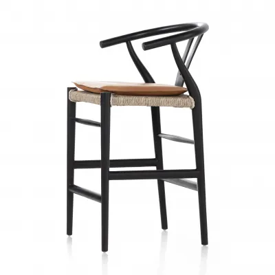 Muestra With Cushion Black Counter Stool/Whiskey Saddle