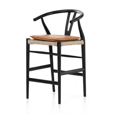 Muestra With Cushion Black Counter Stool/Whiskey Saddle