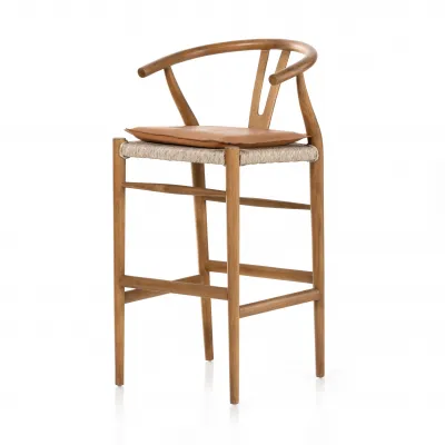 Muestra With Cushion Natural Bar Stool/Whiskey Saddle