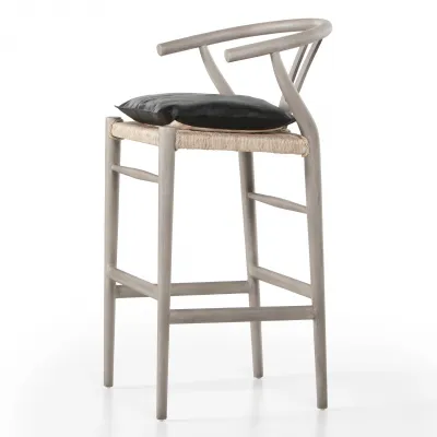 Muestra With Cushion White Grey Bar Stool/Pebble Black