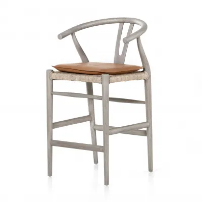 Muestra Counter Stool with Cushion Weathered Gray