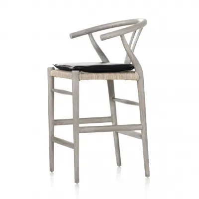 Muestra Counter Stool with Cushion Weathered Gray