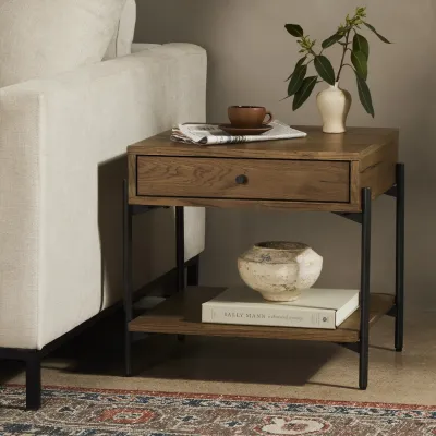 Eaton End Table Amber Oak Resin