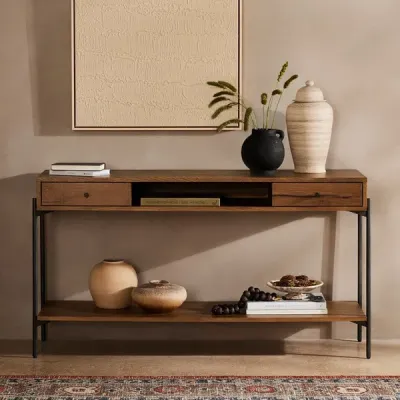 Eaton Console Table Amber Oak Resin