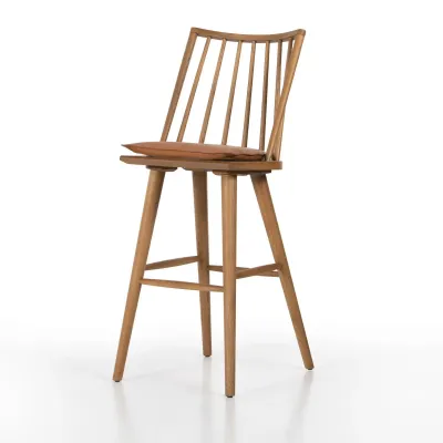 Lewis Windsor Stool With Cushion Whiskey Saddle