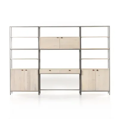 Trey Modular Wall 2Pc Bookcase Desk Dove