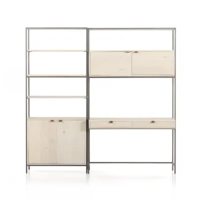 Trey Modular Wall Bookcase Desk Dove