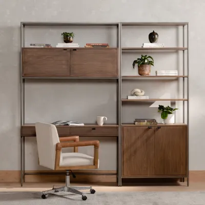 Trey Modular Wall Bookcase Desk Auburn