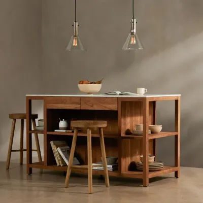 Indira Kitchen Island Smoked Acacia