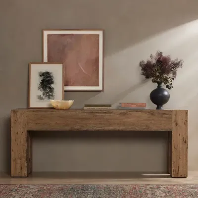 Abaso Console Table Rustic Wormwood Oak