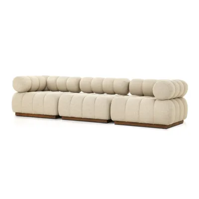 Roma Outdoor 3-Piece Sectional Hayes Cream Sofa