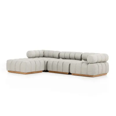 Roma Outdoor 3 Piece Sectional W/Ottoman Ash