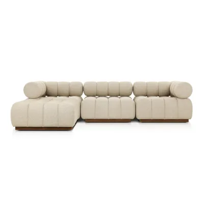 Roma Outdoor 3-Piece Sectional Hayes Cream W/ Ottoman