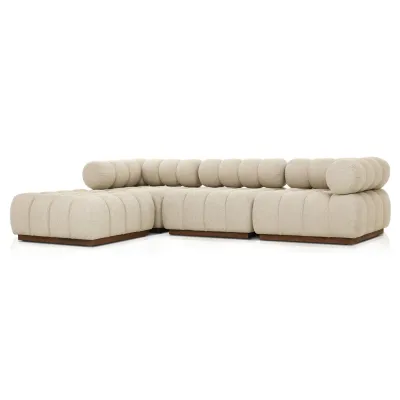 Roma Outdoor 3-Piece Sectional Hayes Cream W/ Ottoman