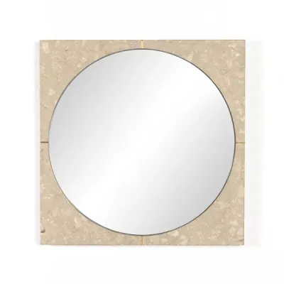 Alina Square Mirror Cream Terrazzo