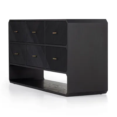 Caspian 6 Drawer Dresser Black Ash