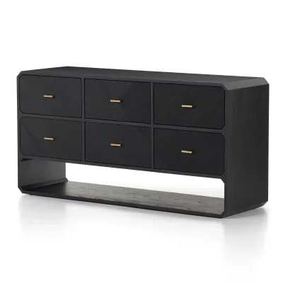 Caspian 6 Drawer Dresser Black Ash