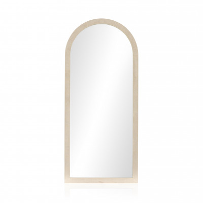 Cressida Rectangular Floor Mirror Ivory Painted Linen