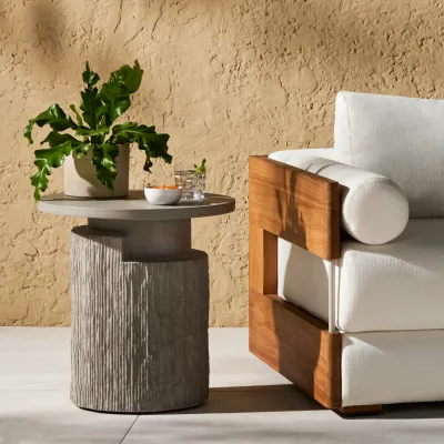 Huron Outdoor End Table Textured Flint