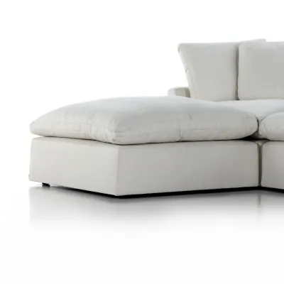 Stevie 3Pc Left Arm Facing Sectional Sofa W/Ottoman Ivory