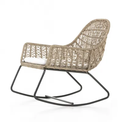 Bandera Outdoor Rocking Chair with Cushion Vintage White Finish