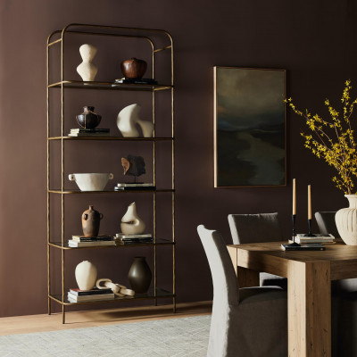 Swinton Bookcase Hammered Aged Brass