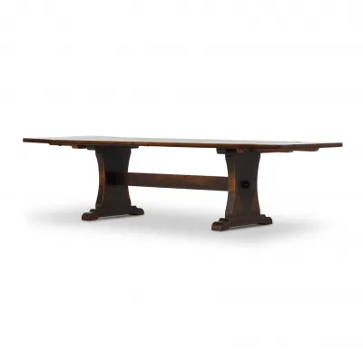 Trestle Dining Table Distressed Walnut