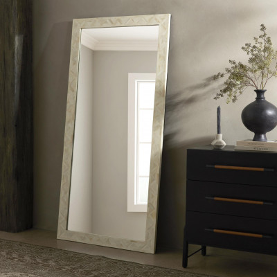 Loredo Rectangular Floor Mirror White Bone