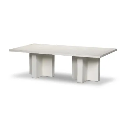 Terrell Outdoor Coffee Table Matte White Cast Aluminum