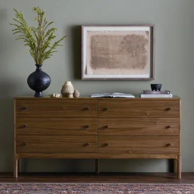 Arturo 6 Drawer Dresser Natural Walnut