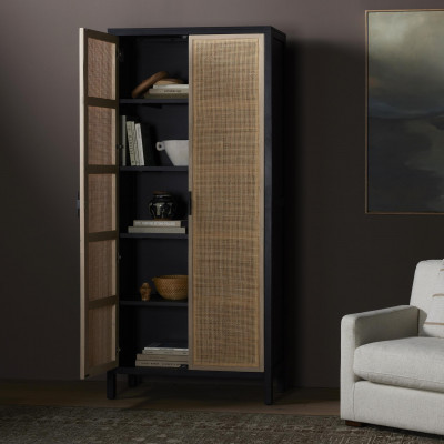 Caprice Tall Cabinet Black Wash Mango