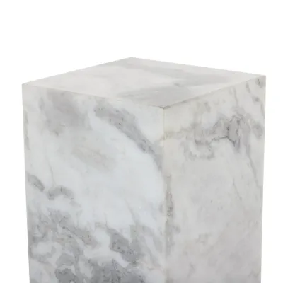 Modern Marble Pedestal White & Grey Speckled Marble